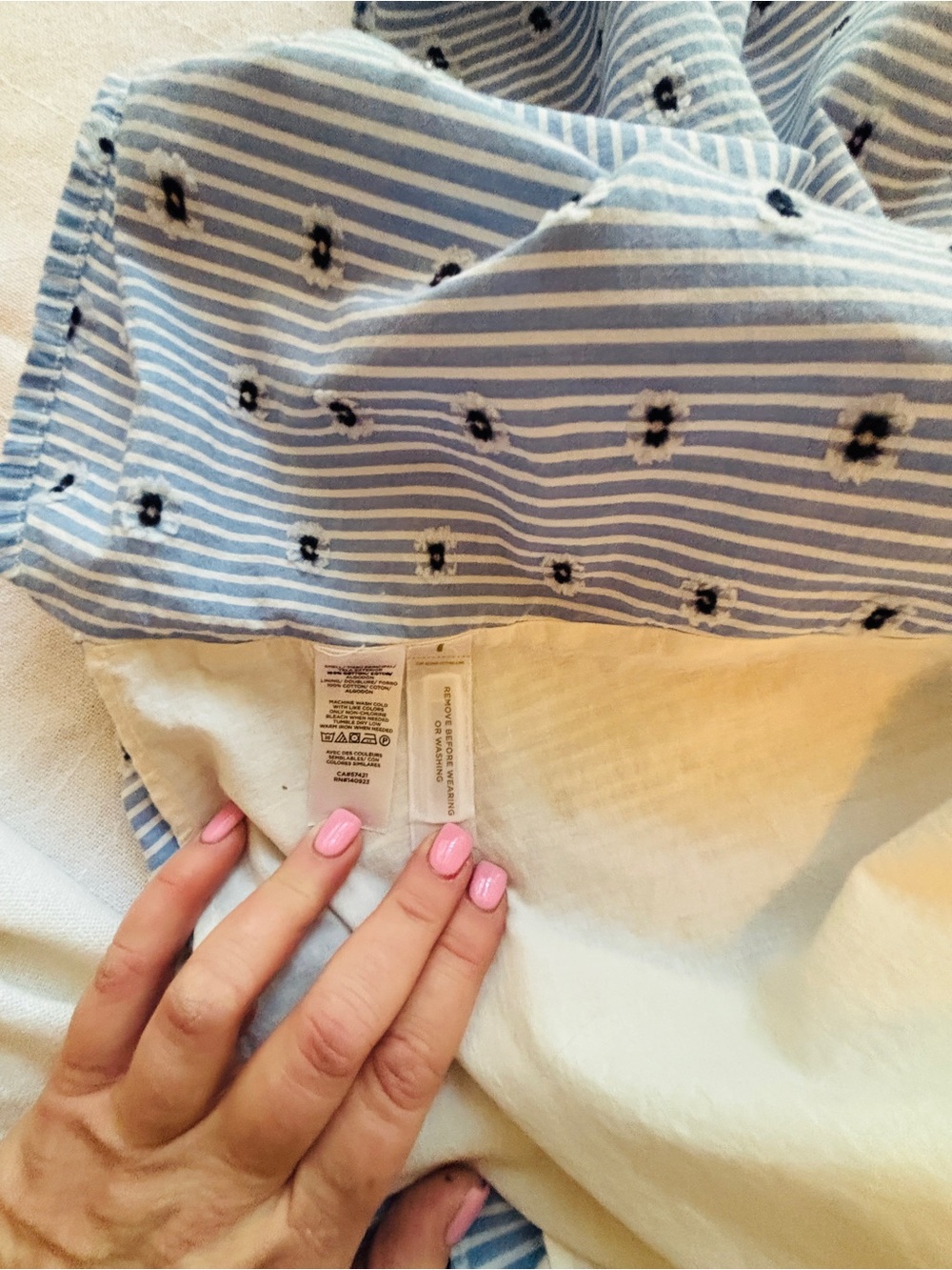 LOFT Light Blue & White Striped Midi Wrap Dress with Ruffle Sleeves Women’s L - Picture 4 of 11